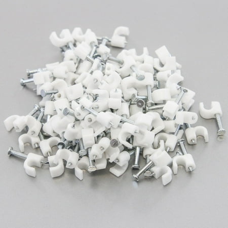 100 Round 3/16 Inches (5 mm) Cable Wire Clips Cable Management Cord Tie Holder Coaxial Nail in Clamps Tacks