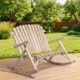 thumbnail image 3 of OverPatio 38in Wooden Rocking Chair for 2, Original Wood Outdoor Garden Seat Comfortable Backyard Swing Bench, 3 of 11