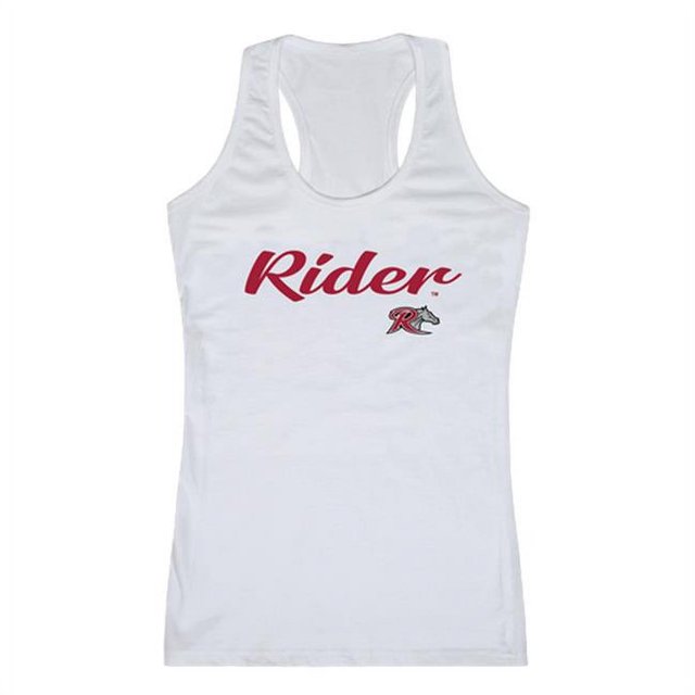 W Republic 557-368-WHT-04 Rider University Script Tank Top for Women, White - Extra Large