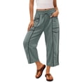 thumbnail image 5 of BUIGTTKLOP Capri Sweatpants for Women Drawstring High Waisted Cropped Pants Baggy Sweat Lounge Capris, 5 of 6