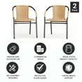 BizChair 2 Pack Beige Rattan IndoorOutdoor Restaurant Stack Chair