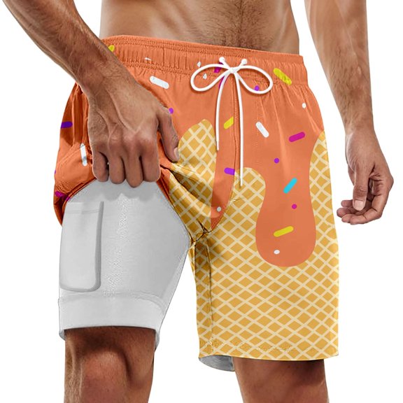 Kcolen Men's Swim Trunks 7 Inch Elastic Waist Mens Board Shorts Loose Swimwear Men Swim Trunks Summer Beach Fashion Men Swim Brief