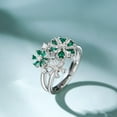 thumbnail image 2 of Eclet Jewels Brilliant 1.4 Ct Round Cut Diamond Ring - 14K White Gold Over Wedding Anniversary Ring - Flower Design Birthstone Diamond Ring for Girls - Unique Green Floral Diamond Ring For Women's, 2 of 8