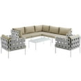 thumbnail image 2 of Modway Harmony 8 Piece Outdoor Patio Aluminum Sectional Sofa Set in White Beige, 2 of 8