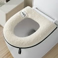 thumbnail image 6 of Kumdkd White Thickened Toilet Seat Cover with Handle, Winter Warm Waterproof Toilet Seat, Removable Soft Fabric Toilet Lid Cover for Cold Weather, Universal Fit for Most Toilets, Easy Clean, 6 of 6