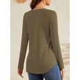 thumbnail image 4 of Fancyglim Plus Size Tunic Tops for Women Long Sleeve Henley Shirt V Neck Casual Pleated Blouse Green 3XL, 4 of 7