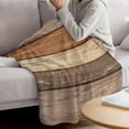 thumbnail image 3 of Farmhouse Beige Brown Blanket Soft Cozy Warm Throw Blanket for Couch, Plush Fuzzy Flannel Fleece Blankets for Sofa, Vintage Wooden Striped Bed Blankets Lightweight Gifts for Women, 40"x60", 3 of 9