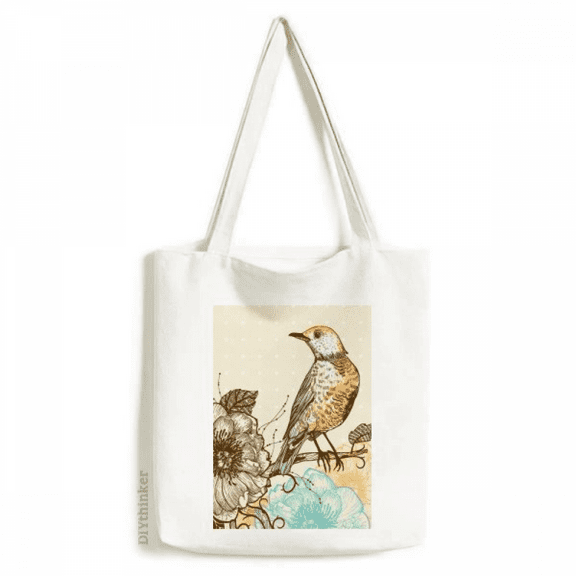 Colorful Pencil Birds Flowes Tote Canvas Bag Shopping Satchel Casual Handbag