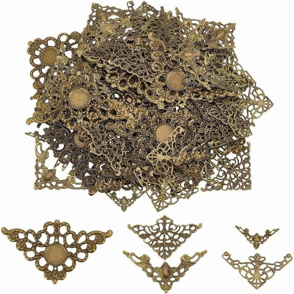 100pcs Corner Protector 5 Styles Hollow Triangle Wrap Connector Iron Metal Book Corners Filigree Embellishments