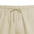 thumbnail image 5 of vdgthytj Mens Shorts Casual Lightweight Side Buttons Elastic Waist Drawstring Cotton Linen Beach Vacation Shorts with Pockets, 5 of 6