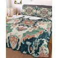 thumbnail image 3 of Quilts Twin XL Size, Teal Green Boho Floral Soft Comforter Bedding Set for Bed, Southwestern Ethnic Flowers Retro Lightweight Quilted Bedspread with Pillow Cover(2 Pieces) for All Season, 68x98 Inch, 3 of 6
