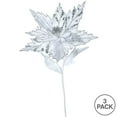 thumbnail image 3 of Vickerman 26" White Velvet Poinsettia Artificial Christmas Pick, 3 per Bag, 3 of 3