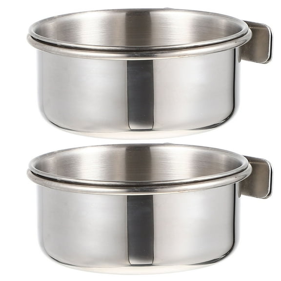 Mobestech Small Water Bowl for Bird Cage Bird Food Bowl Silver Stainless Steel 2 Sets Back to School