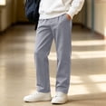 thumbnail image 2 of Plebaso Boys Basic School Uniform Pants High Waist Straight Leg Pull on Trousers Casual Kids Pants with Pockets, 2 of 7
