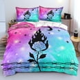 thumbnail image 1 of Rosa Floral Funda Nórdica King Luna y Estrellas Juego de Cama Negro Ombre Espina, 1 of 6