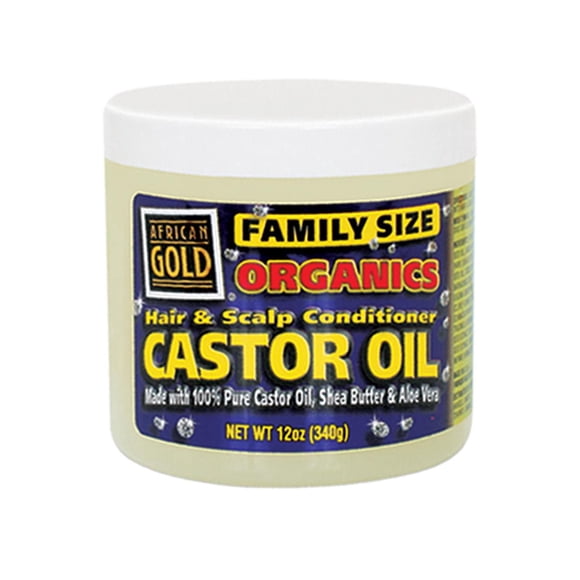 African Gold Revitalisant pour Cheveux et Cuir Chevelu à l'Huile de Ricin à Base d'Huile de Ricin 100% Pure, de Beurre de Karité et d'Aloe Vera. Organique