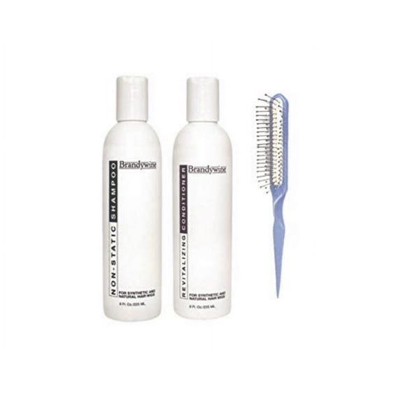 Brandywine Synthetic and Human Hair Care Products [(Brandywine Duo) 8oz Shampoo, 8 oz Conditioner and Wig Brush]