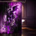 thumbnail image 2 of Manfei Gothic Dragon Animals Shower Curtain 72Wx78L,Retro Rose Skull Bath Curtain,Pink, 2 of 5
