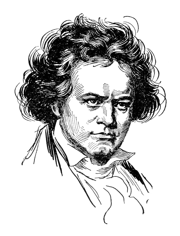 Ludwig Van Beethoven N(17701827). German Composer. Pen And Ink Drawing