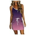 thumbnail image 1 of PENGXIANG Robe Décontractée Dégradée pour Femmes, Col en V, Sans Manches, Ample, avec Poches, 1 of 3