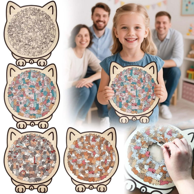Houten puzzel - Babydieren: Kat Touw - 24 stukjes - De PuzzelGigant.nl