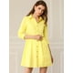 thumbnail image 3 of Vestido camisero informal Allegra K con pliegues y manga 3/4 botones Limon amarillo XL, 3 of 6