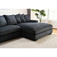 thumbnail image 4 of 102.4'' Oversized L Shaped Sectional Sofa with Chaise, 4 Seater Luxury Corduroy Fabric Cloud Couch, Soft Furry Deep Seat  Sofa with Pillows & Wide Arm, Right Facing, Black, 4 of 7