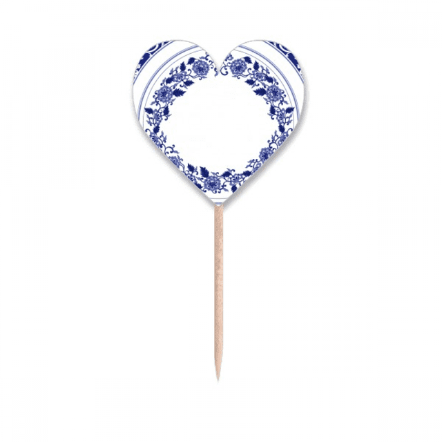 Culture Chinoise Fleur Bleue Cure-Dent Drapeaux Coeur Lable Cupcake Pics