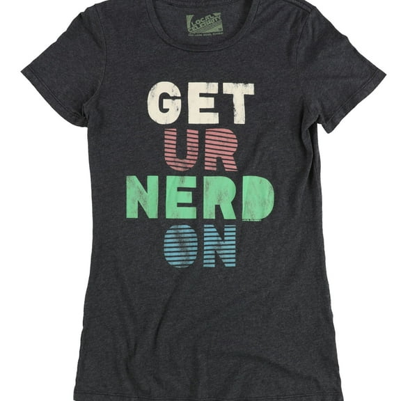 Local Celebrity Womens Get Ur Nerd On Graphic T-Shirt, Grey, Medium