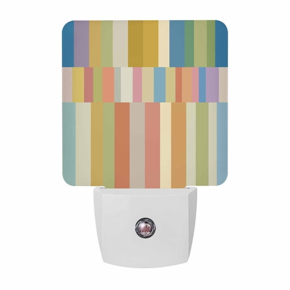 Night Lights Plug into Wall, Colorful Striped LED Night Light with Dusk to Dawn Sensor, Modern Staggered Stripes Decorative Nightlight for Hallway Bathroom Kitchen