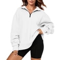 thumbnail image 3 of Sweatshirt For Women Plus Size Casual Long Sleeve Collared Shirt Lightweight Half-Zip Solid Color Loose Pullover Tops for Outdoor Hiking Sport Womens Clothes, 3 of 8