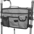 thumbnail image 3 of Bolsa para silla de ruedas de tela Oxford con bolsillos, bolsa colgante de gran capacidad, organizador de almacenamiento, color gris, 3 of 13