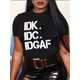 thumbnail image 1 of Letter Print T-Shirt, Casual Short Sleeve Top For Spring & Summer, Women's Clothing Tee For Adult, Men, Women, Teen, Teenager, Adolescent, Youth, 1 of 6
