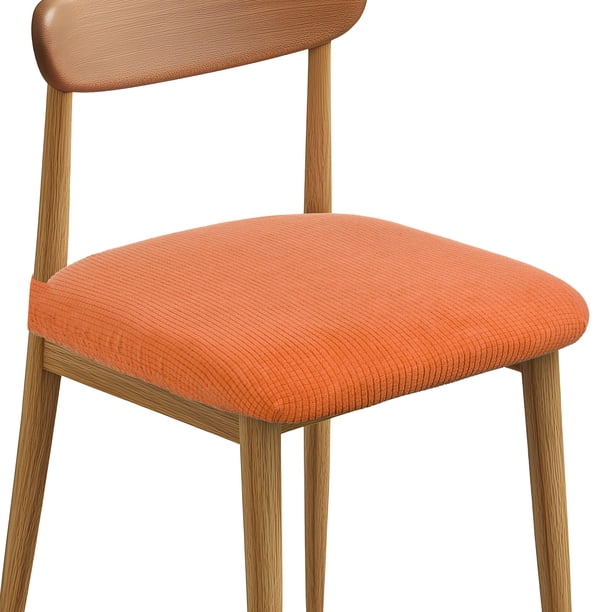 Juego de 4 Fundas de Silla para Sillas de Comedor, Fundas de Asiento de Silla Lavables y Estirables, Protector de Cojín para Comedor, Hotel, Cocina, Banquete, Naranja