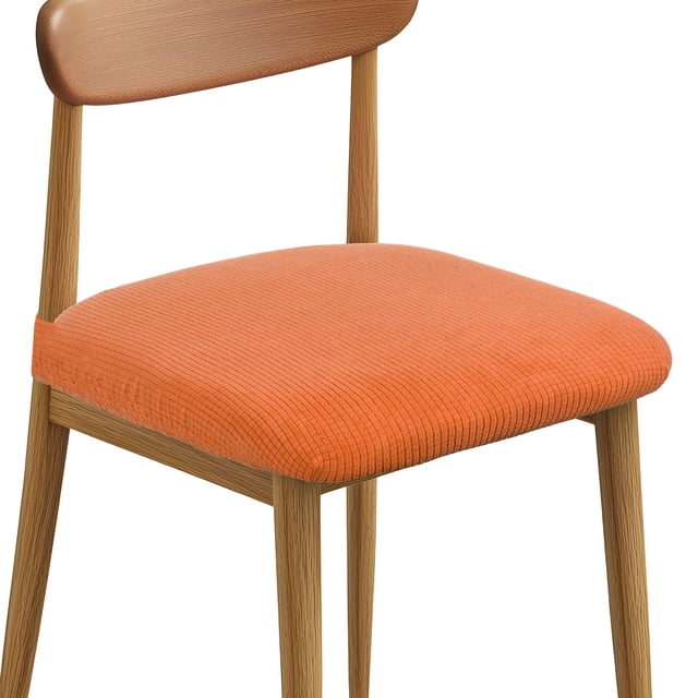 Juego de 4 Fundas de Silla para Sillas de Comedor, Fundas de Asiento de Silla Lavables y Estirables, Protector de Cojín para Comedor, Hotel, Cocina, Banquete, Naranja