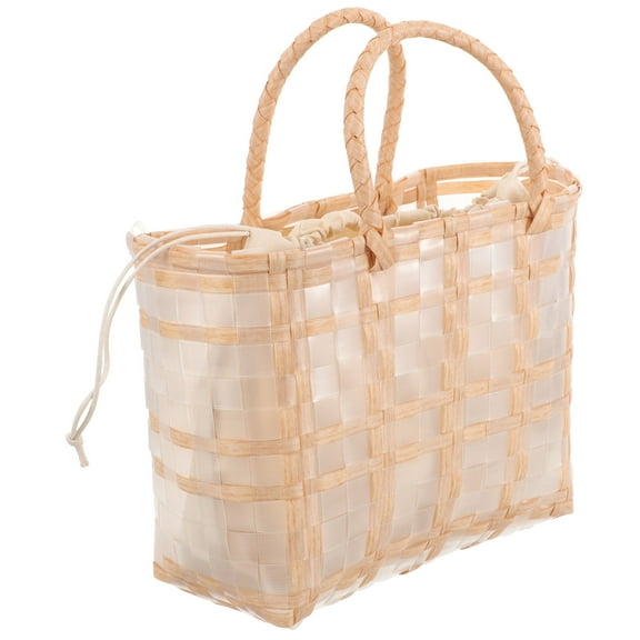 Milisten 1Pcs Beach Straw Bag Woven Beige for Women Summer Travel Camping