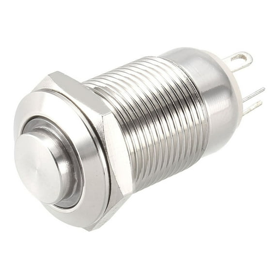 Interruptor de botón pulsador de metal de enclavamiento Uxcell Cabeza alta 12mm Diámetro de montaje 1NO 3-6V Luz LED blanca