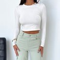 thumbnail image 3 of Camiseta Ombligo expuesto Top de manga larga Casual Mujer Traje diario con cuello redondo (Blanco XL) Cgtredaw Blanco T XL para Mujer, 3 of 6