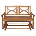 thumbnail image 2 of Shine Company Traditional Hardwood Patio Porch Glider Bench in Brown, 2 of 5