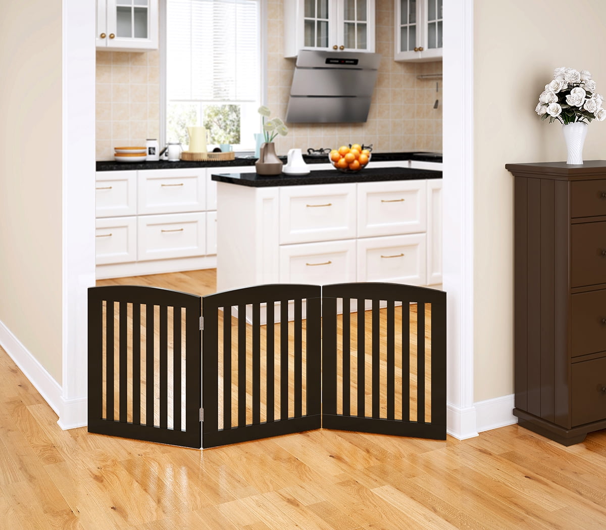 Buy PAWLAND Wooden Freestanding Foldable Pet Gate for Dogs, 24 inch 3