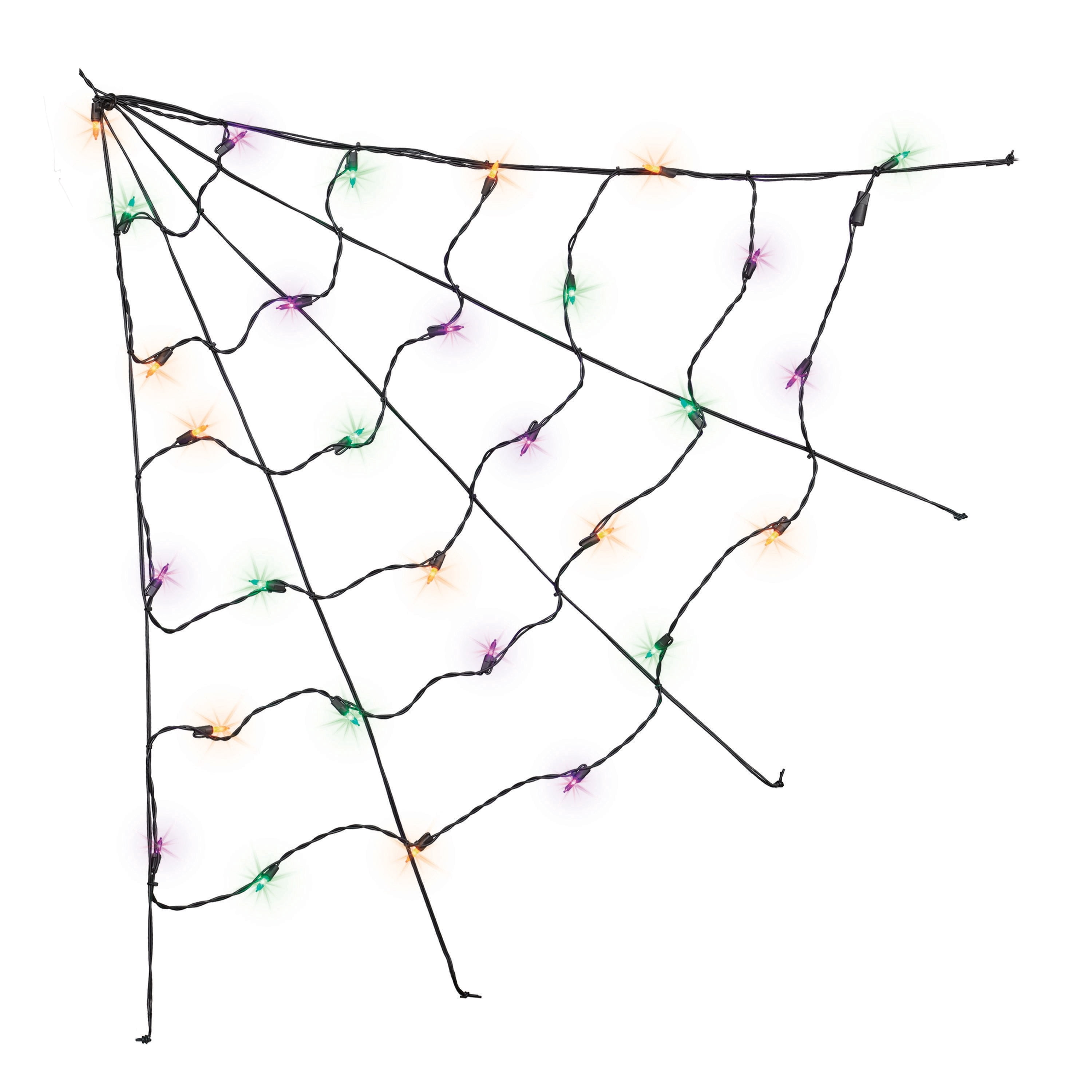Indoor/Outdoor 30-Count LED Corner Web Lights, Multicolor, 30" x 30", Halloween by Way To Celebrate