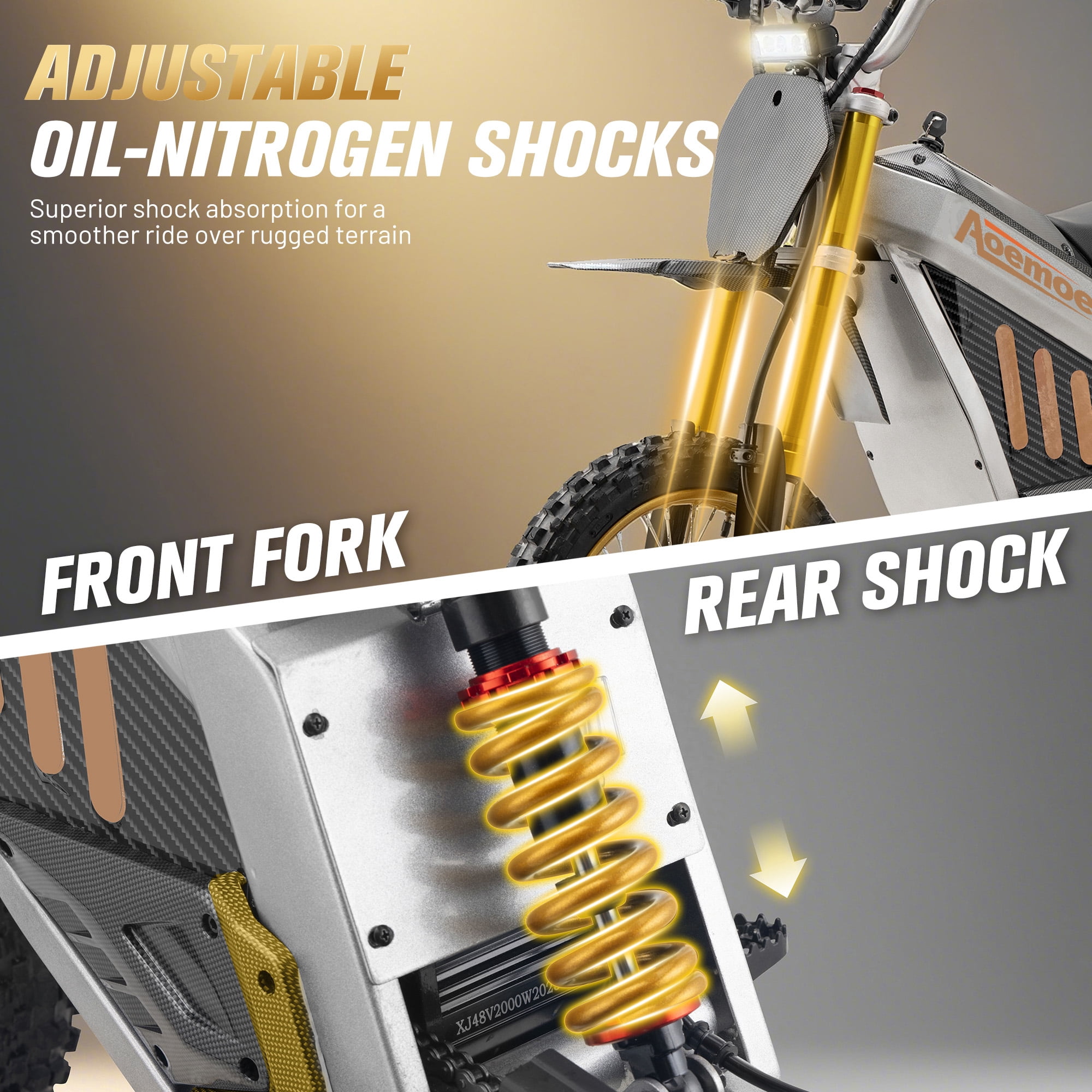 Aoemoe 48V Electric Dirt Bike 3000W (Peak Power)  42mph  (Gold)
