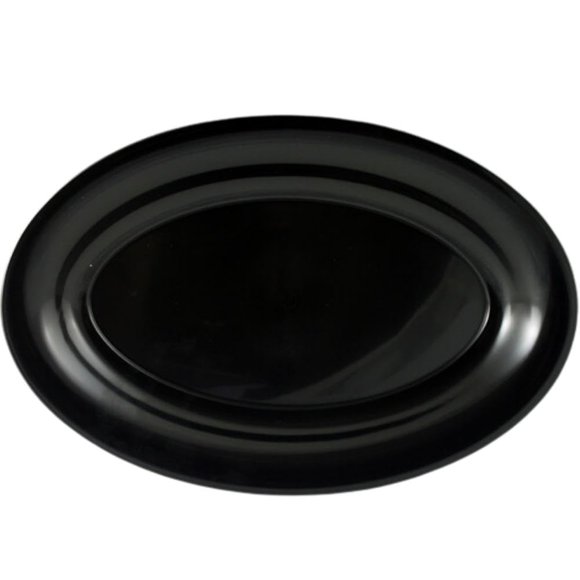 Sovereign Black Plastic Oval Tray (8" x 12") 1 Pc. - Sleek & Disposable Serving Platter, Perfect for Parties, Events, Entertaining, Catering, & More
