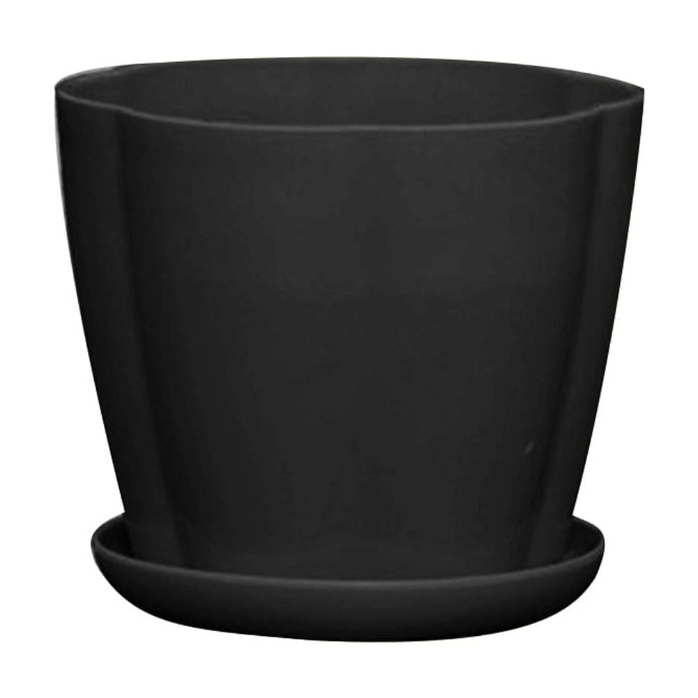 Sunjoy Tech 6.30" x 4.33" x 5.12" Round Black Plastic Succulent Plant Pot with Drainage Holes