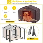 Aivituvin Insulated Dog House with Insulated Liner, Anti-Chewing Iron Frame 41.4 Large Outdoor Dog Kennel for Winter, Weatherproof