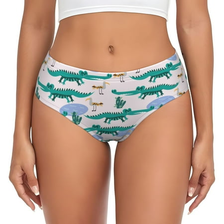 Womens Underwear - cartoon crocodile No Show Seamless Underwear for Women  Soft Stretch Womens Panties  Hipster Ladies Panties Bikini Underwear Briefs