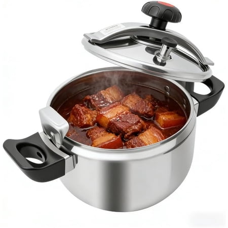 11.5 Qt Stainless Steel Pressure Cooker, One-Hand Locking Lid Pressure Pot, 60kpa High Pressure Olla de Presion, Induction & Gas Stovetop Compatible (Includes Steamer & Glass Lid)