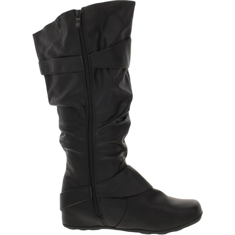 Women s Journee Collection Paris Extra Wide Calf Slouch Boot Black Faux Leather 8.5 M Walmart