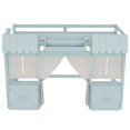 thumbnail image 3 of [Luckynote]Twin Loft Bed with Built-in Bookshelf, Curtain, and Storage Shelf Amusement Park-Inspired Playful Design Safety Guardrails, Blue, 3 of 8