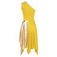 thumbnail image 2 of YONGHS Women's Metallic Color Block Praise Lyrical Dance Dress Sleeveless Liturgical Worship Tunic Dancewear Yellow L, 2 of 7